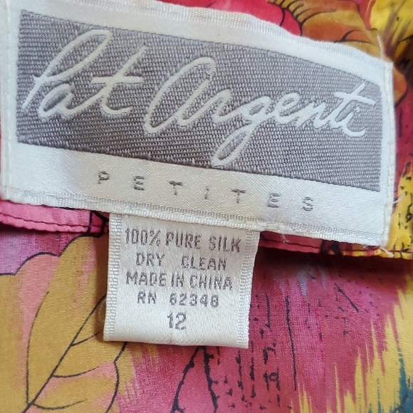 Vintage 80s Pat Argenti 100%Silk Dress 12 Pink Floral Long Sleeve Sheath Y2K - Picture 11 of 15